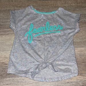Cat and Jack fearless top/blouse Tie front. Rainbow metallic texture on grey. 3T